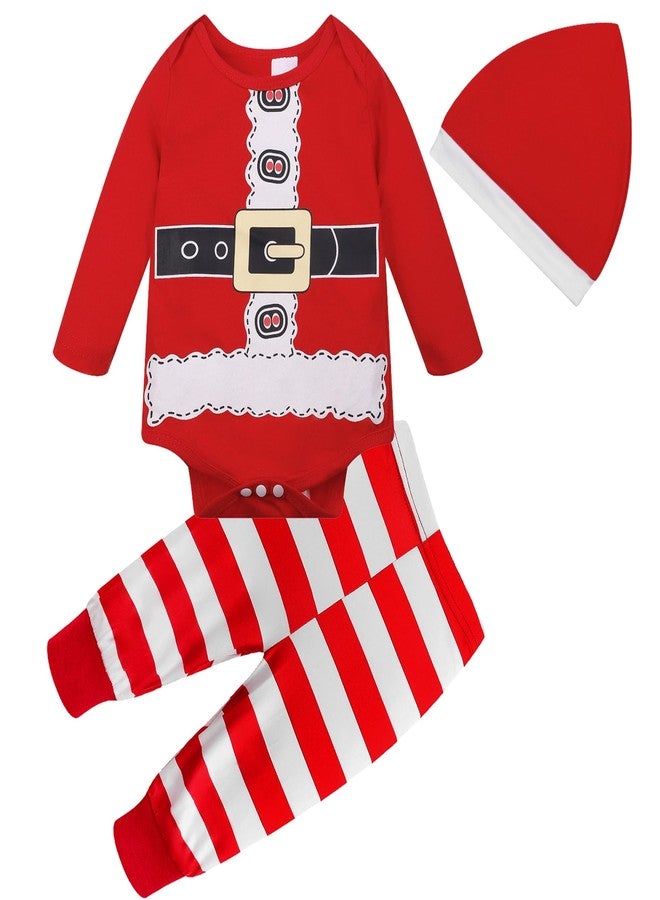 NUBEEHOHO Newborn Baby Santa Claus Outfit Unisex Infant Christmas Clothes Set First Xmas Party Suit Baby 3pice Outfis (6946 0-3M) - Image 1